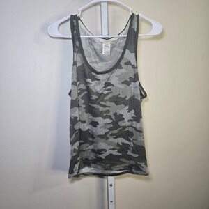 Lucky Brand Womens Camo Tank Top Green Grey Camouflage Scoop Neck Large